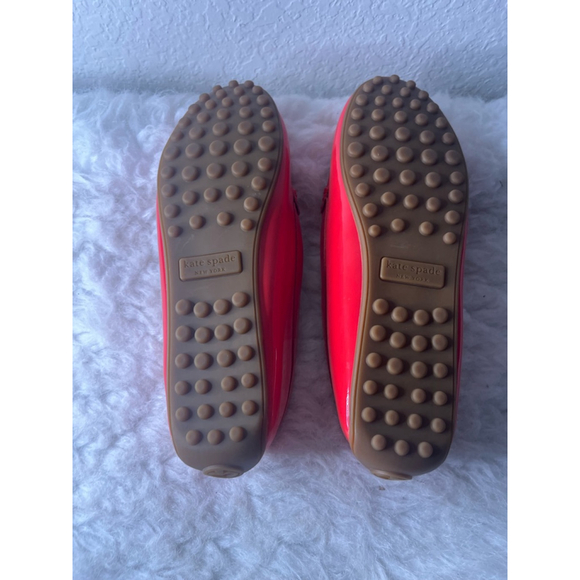 Kate Spade Cow Leather Slip on Loafer Shoes Women Size 9B Blood Orange - Picture 10 of 12